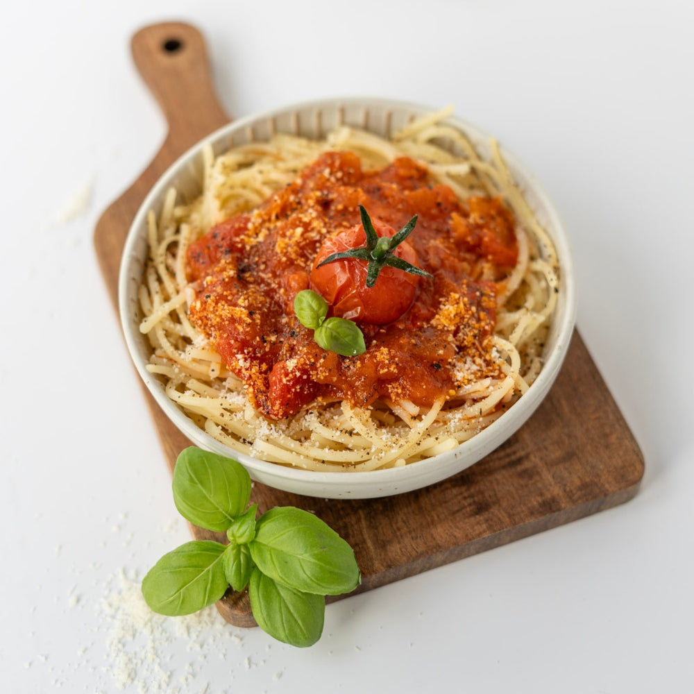 Würzige Tomatensoße aus gegartem Gemüse